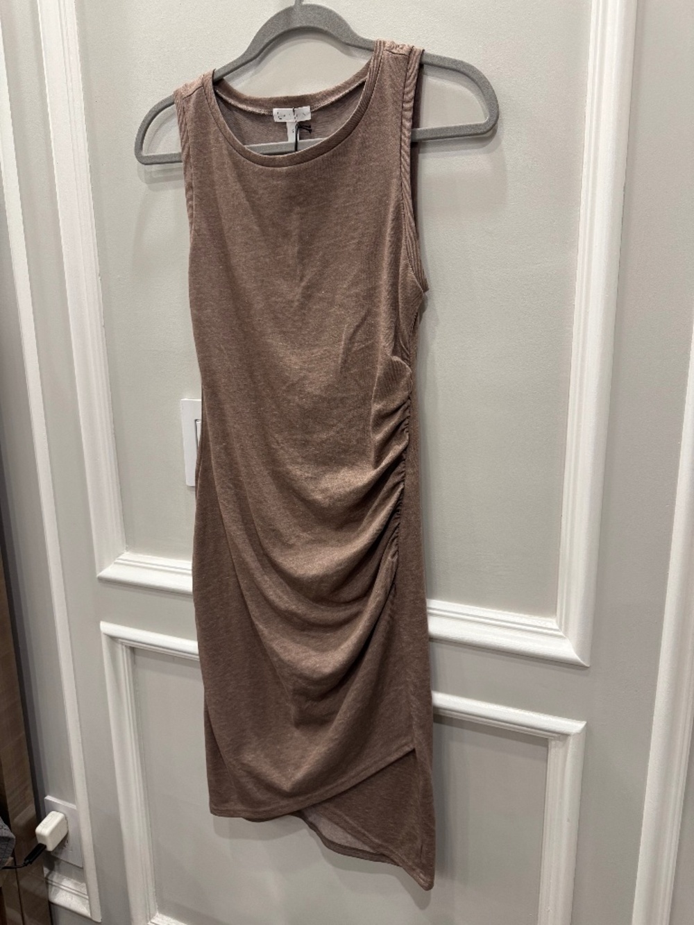 Leith Taupe Ruched Sleeveless Bodycon Dress  NWT Size S